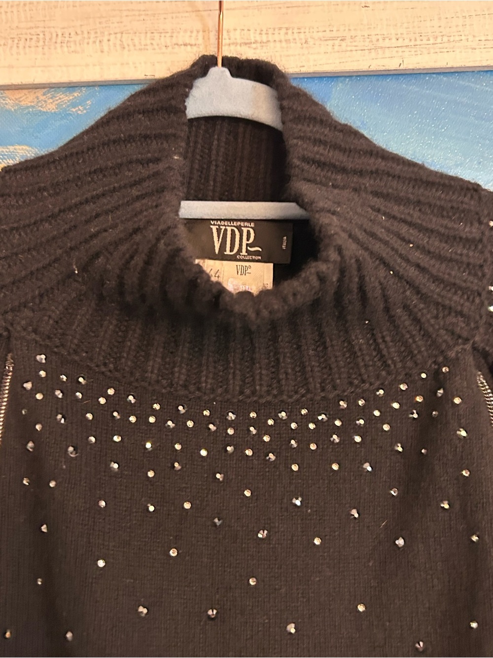 VDP Embellished Black Sweater Cape Zip up details - Picture 14 of 15